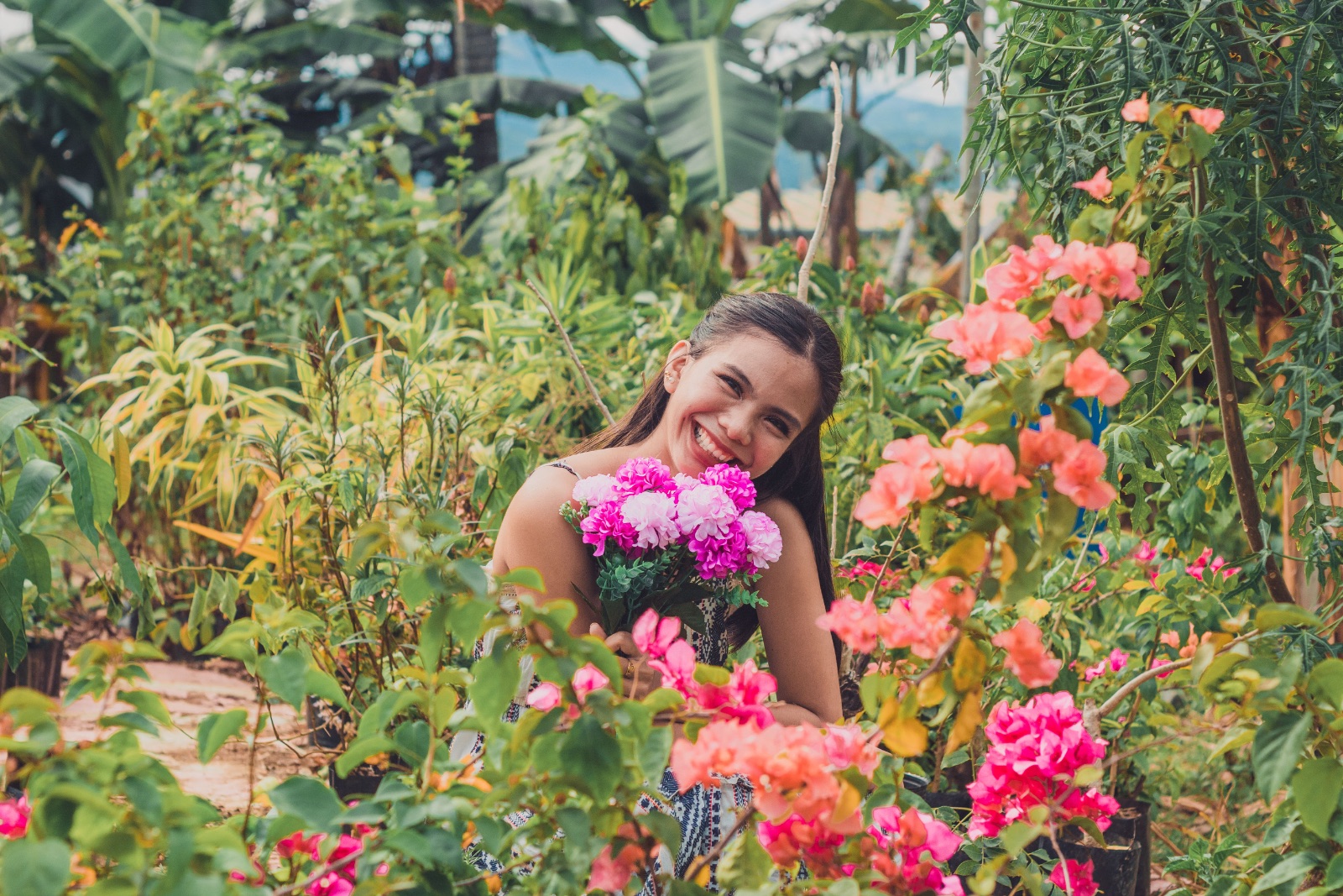 a child playing in the garden